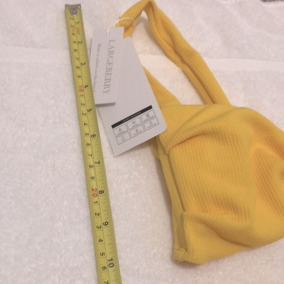NWT [LARGEBERRY] Ribbed Tie Knot High Waisted Yellow Bikini Womens Medium - Picture 8 of 10